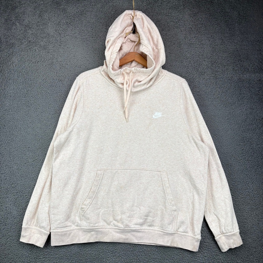 Nike Women 1X Hoodie Sweatshirt Peach Pink Heather Pullover Kangaroo Pocket